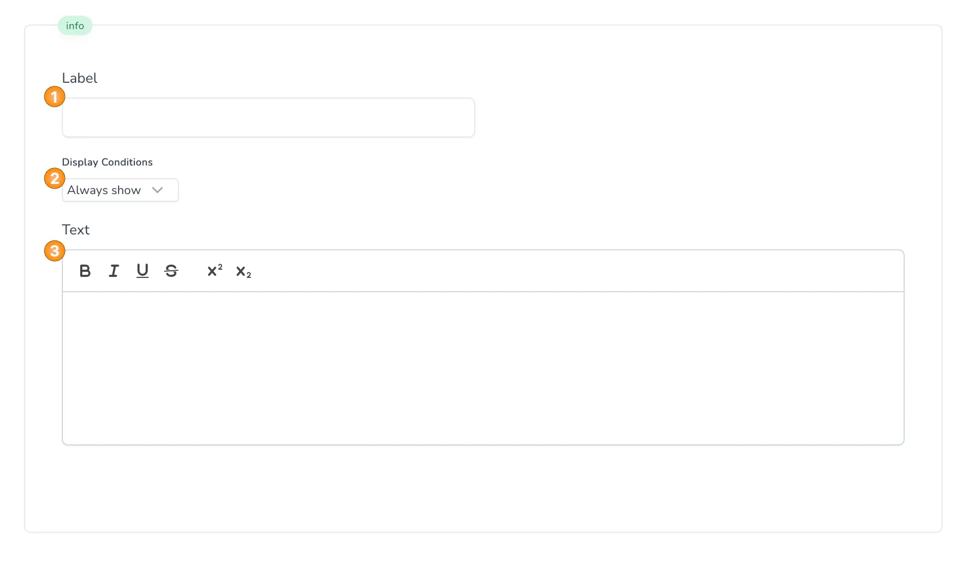 Questions Section - Questions - Info (Builder)
