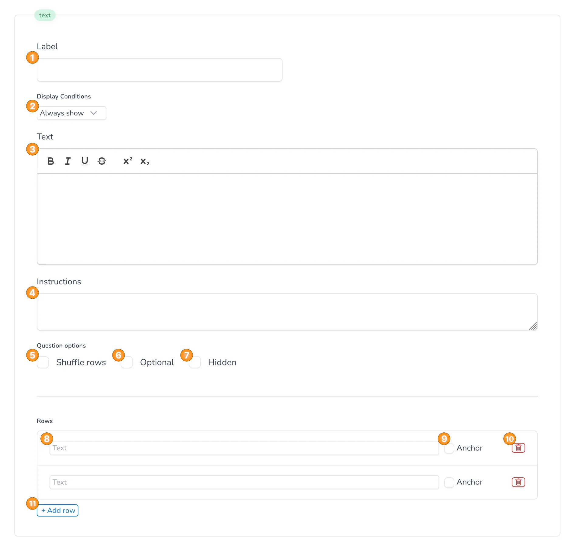 Questions Section - Questions - Text (Builder)
